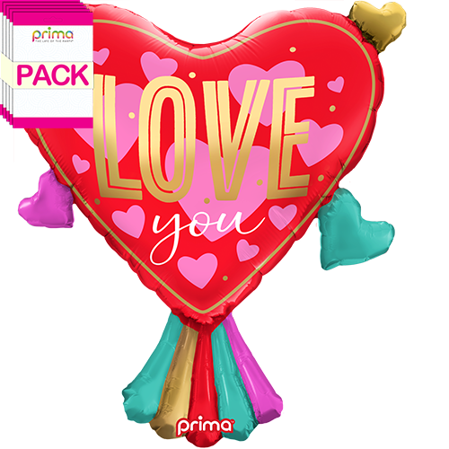 [PF-0096-27-50-1-BAND] 27" Love You Ruffle Collar Heart (Pack of 5) - Prima