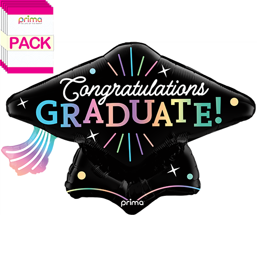 [PF-0146-34-50-1-BAND] 34" Congratulations Graduate Gradient Grad Cap (Pack of 5) - Prima