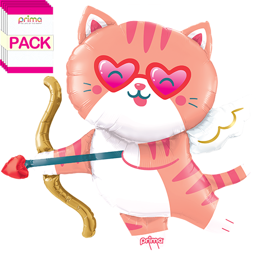[PF-0094-41-50-1-BAND] 39" Cute Cat Cupid Shape (Pack of 5) - Prima