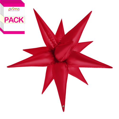 [PD-0088-40-50-1-BAND] 40" Red Satin Starburst (Pack of 5) - Prima