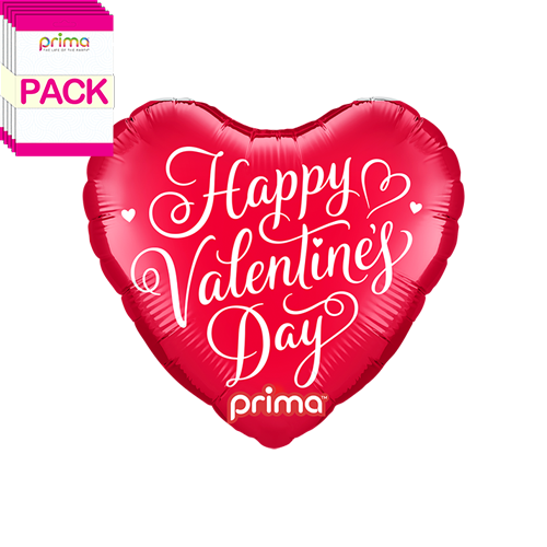 [PF-0083-9-50-6-BAND] 9" Heart Happy Valentine's Day Script (Pack of 5) - Prima