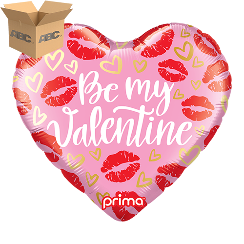 [PF-0073-18-50-1-CASE] 18" Heart Be My Valentine Kisses (Case of 50) - Prima