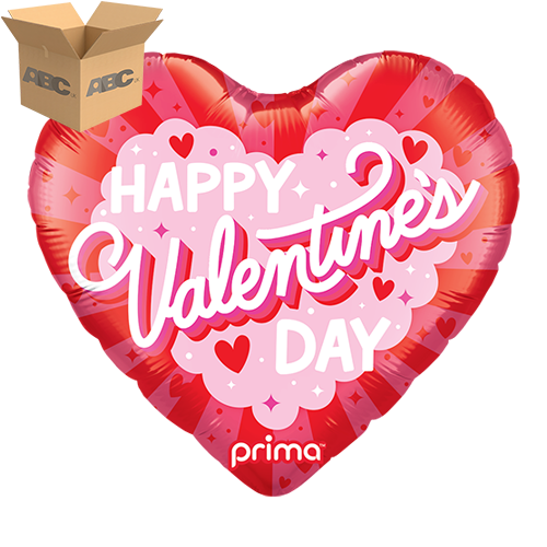[PF-0081-18-50-1-CASE] 18" Heart Happy Valentine's Day Burst (Case of 50) - Prima