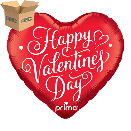 [PF-0071-18-50-1-CASE] 18" Heart Happy Valentine's Day Script (Case of 50) - Prima