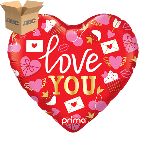[PF-0076-18-50-1-CASE] 18" Heart Love You Valentine Trendy Icons (Case of 50) - Prima
