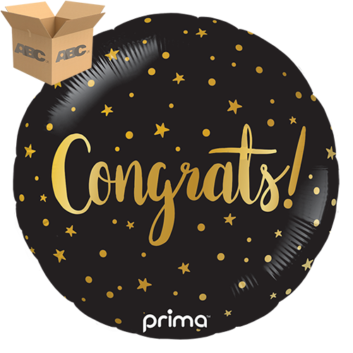 [PF-0160-18-50-1-CASE] 18" Round Congrats Gold Stars (Case of 50) - Prima