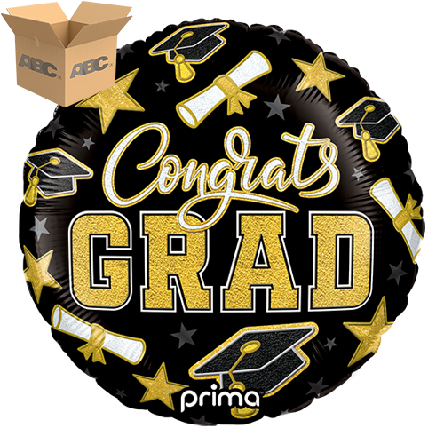 [PF-0163-18-50-1-CASE] 18" Round Congrats Grad Patches (Case of 50) - Prima