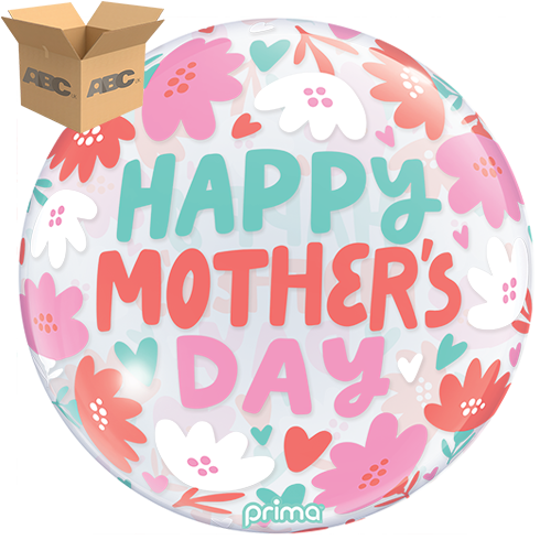 [PS-0168-20-50-1-CASE] 20" Happy Mother's Day Hearts & Daisies Sphere (Case of 50) - Prima