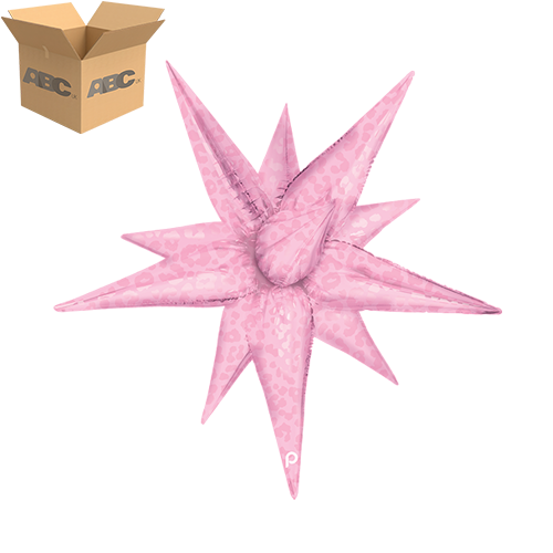 [PD-0089-26-50-1-CASE] 26" Light Pink Matte & Shiny Leopard Print Starburst (Case of 50) - Prima
