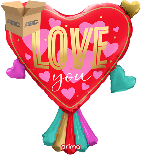 [PF-0096-27-50-1-CASE] 27" Love You Ruffle Collar Heart (Case of 50) - Prima