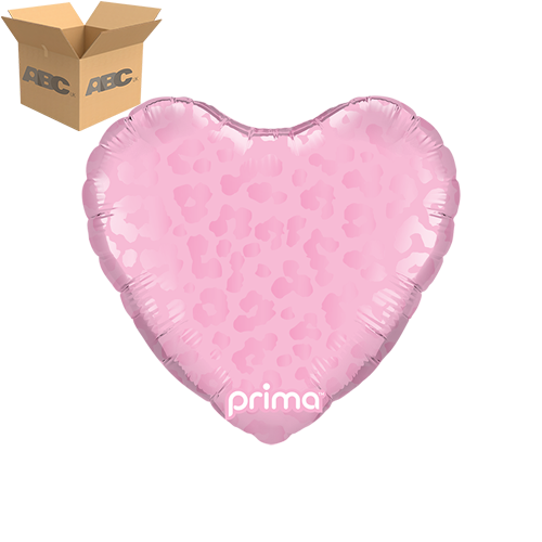 [PD-0086-9-50-6-CASE] 9" Heart Light Pink Matte & Shiny Leopard Print (Case of 50) - Prima