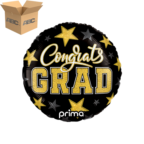 [PF-0162-9-50-6-CASE] 9" Round Air-Filled Congrats Grad Patches (Case of 50) - Prima