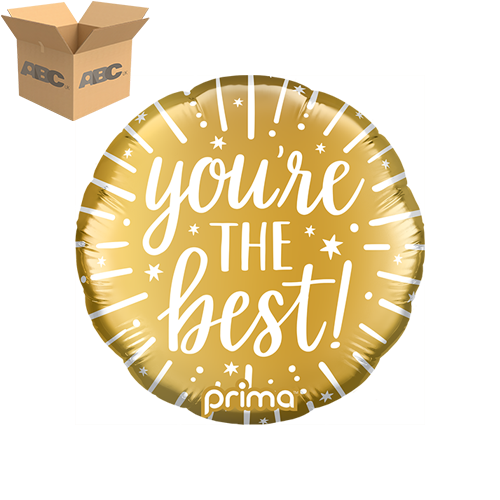 [PF-0165-9-50-6-CASE] 9" Round Air-filled You're the Best Gold (Case of 50) - Prima