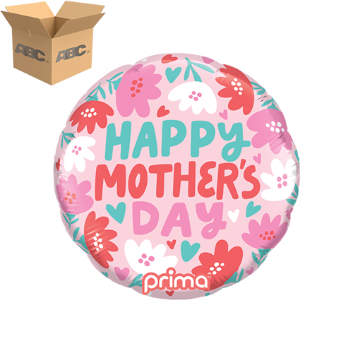 [PF-0152-9-50-6-CASE] 9" Round Happy Mother's Day Hearts & Daisies (Case of 50) - Prima