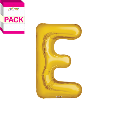 [PF-GLDE-16-50-2-BAND] 16" Gold Letter E (Pack of 5) - Prima
