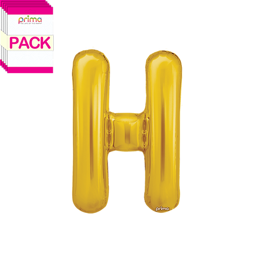 [PF-GLDH-16-50-2-BAND] 16" Gold Letter H (Pack of 5) - Prima