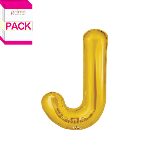 [PF-GLDJ-16-50-2-BAND] 16" Gold Letter J (Pack of 5) - Prima