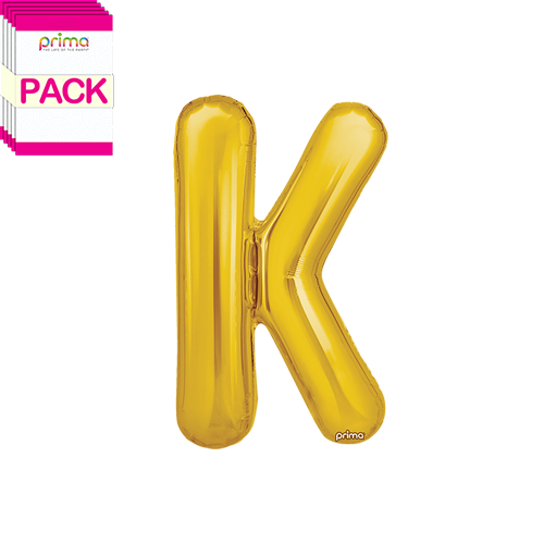 [PF-GLDK-16-50-2-BAND] 16" Gold Letter K (Pack of 5) - Prima