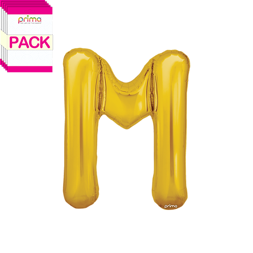 [PF-GLDM-16-50-2-BAND] 16" Gold Letter M (Pack of 5) - Prima