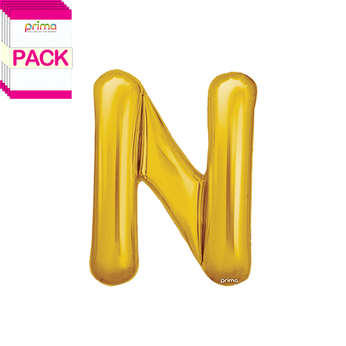 [PF-GLDN-16-50-2-BAND] 16" Gold Letter N (Pack of 5) - Prima