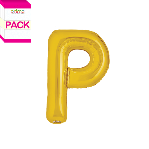 [PF-GLDP-16-50-2-BAND] 16" Gold Letter P (Pack of 5) - Prima