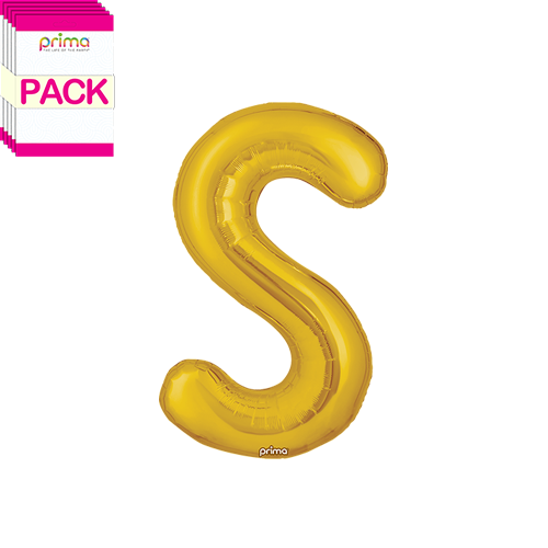 [PF-GLDS-16-50-2-BAND] 16" Gold Letter S (Pack of 5) - Prima