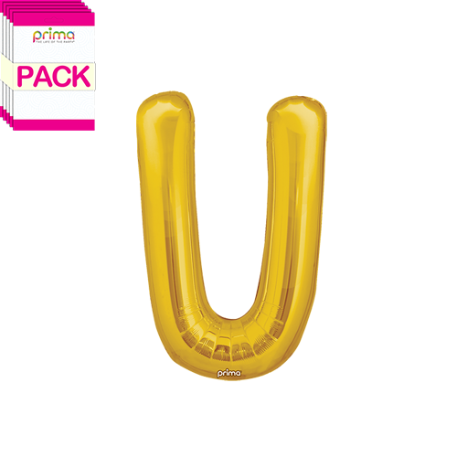 [PF-GLDU-16-50-2-BAND] 16" Gold Letter U (Pack of 5) - Prima