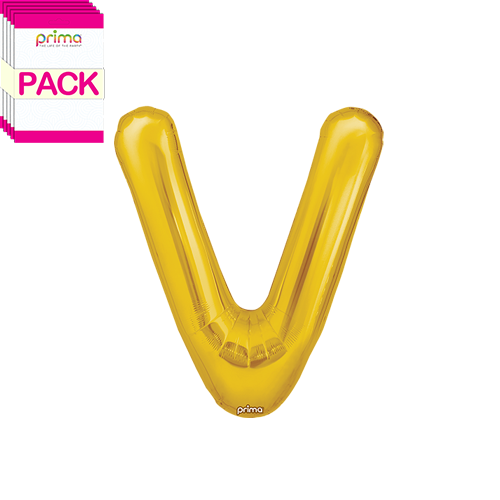 [PF-GLDV-16-50-2-BAND] 16" Gold Letter V (Pack of 5) - Prima