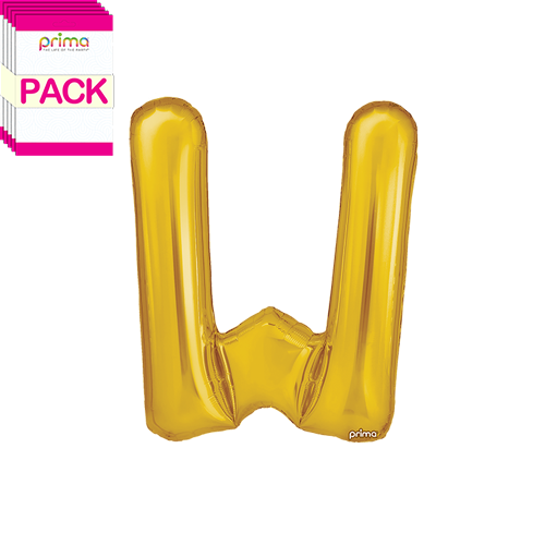 [PF-GLDW-16-50-2-BAND] 16" Gold Letter W (Pack of 5) - Prima