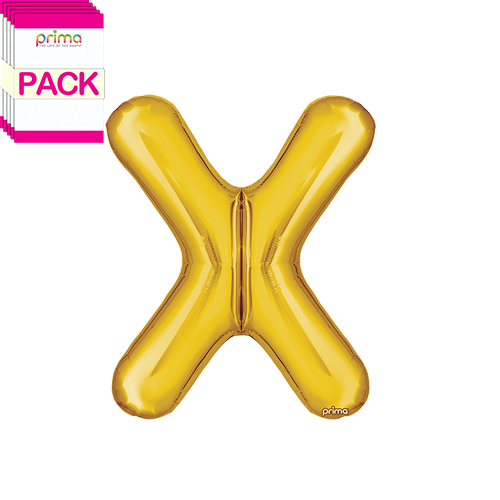 [PF-GLDX-16-50-2-BAND] 16" Gold Letter X (Pack of 5) - Prima