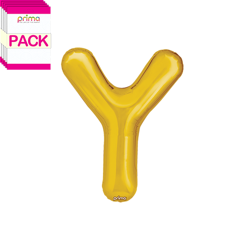 [PF-GLDY-16-50-2-BAND] 16" Gold Letter Y (Pack of 5) - Prima