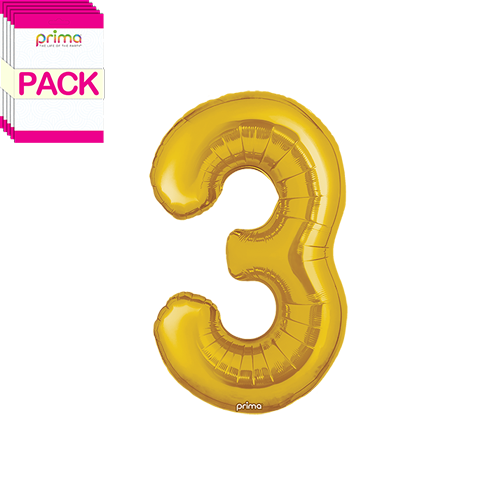 [PF-GLD3-16-50-2-BAND] 16" Gold Number 3 (Pack of 5) - Prima