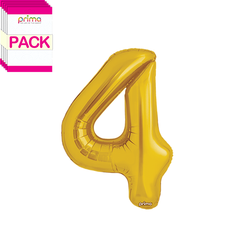 [PF-GLD4-16-50-2-BAND] 16" Gold Number 4 (Pack of 5) - Prima