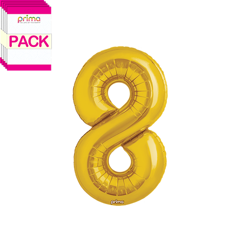 [PF-GLD8-16-50-2-BAND] 16" Gold Number 8 (Pack of 5) - Prima