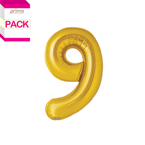 [PF-GLD9-16-50-2-BAND] 16" Gold Number 9 (Pack of 5) - Prima