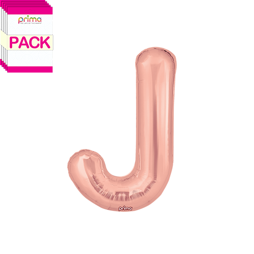 [PF-RGDJ-16-50-2-BAND] 16" Rose Gold Letter J (Pack of 5) - Prima