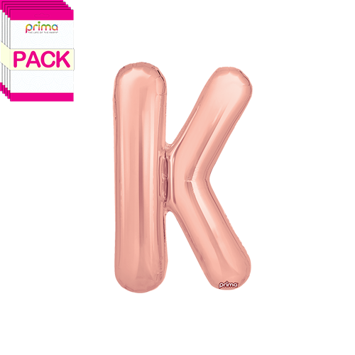 [PF-RGDK-16-50-2-BAND] 16" Rose Gold Letter K (Pack of 5) - Prima