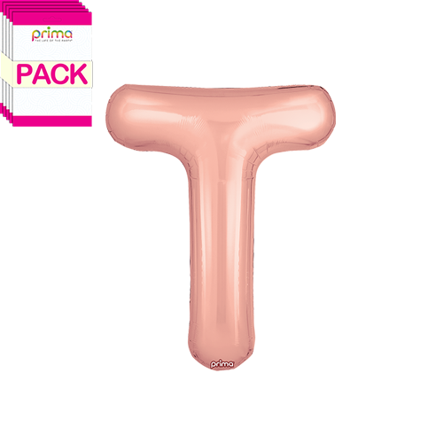 [PF-RGDT-16-50-2-BAND] 16" Rose Gold Letter T (Pack of 5) - Prima