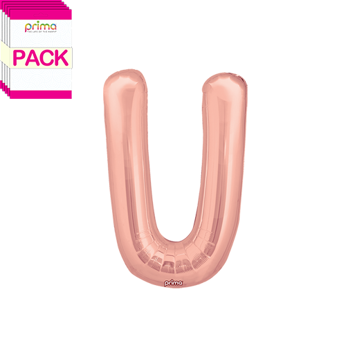 [PF-RGDU-16-50-2-BAND] 16" Rose Gold Letter U (Pack of 5) - Prima