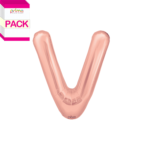 [PF-RGDV-16-50-2-BAND] 16" Rose Gold Letter V (Pack of 5) - Prima
