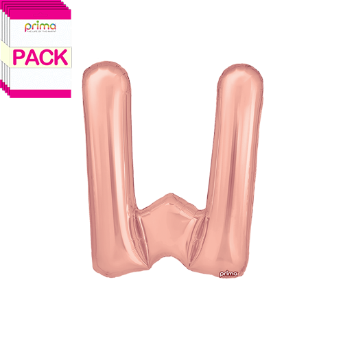 [PF-RGDW-16-50-2-BAND] 16" Rose Gold Letter W (Pack of 5) - Prima
