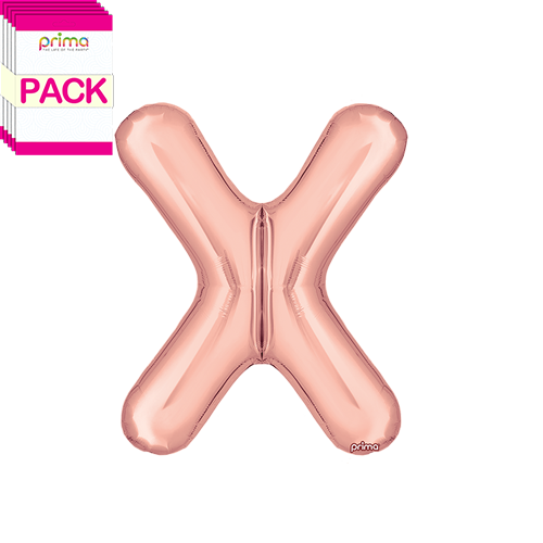 [PF-RGDX-16-50-2-BAND] 16" Rose Gold Letter X (Pack of 5) - Prima