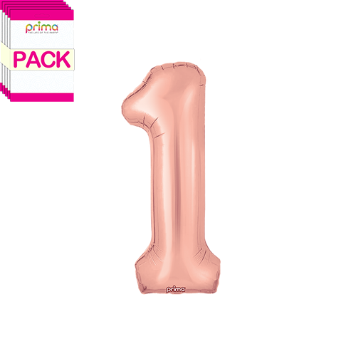 [PF-RGD1-16-50-2-BAND] 16" Rose Gold Number 1 (Pack of 5) - Prima
