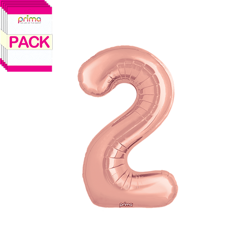 [PF-RGD2-16-50-2-BAND] 16" Rose Gold Number 2 (Pack of 5) - Prima