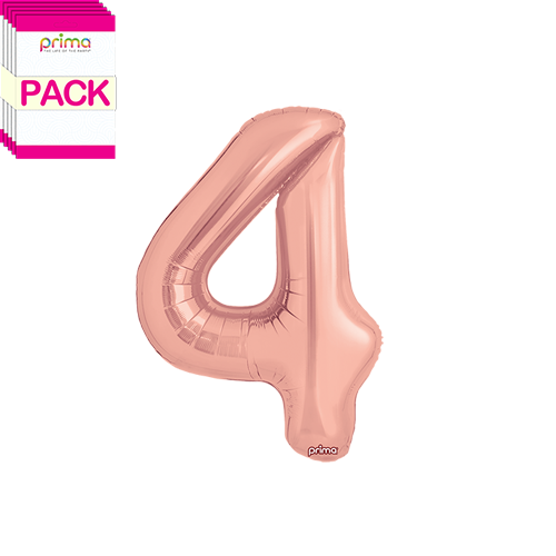 [PF-RGD4-16-50-2-BAND] 16" Rose Gold Number 4 (Pack of 5) - Prima