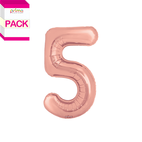 [PF-RGD5-16-50-2-BAND] 16" Rose Gold Number 5 (Pack of 5) - Prima