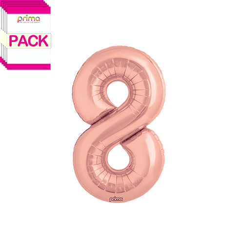 [PF-RGD8-16-50-2-BAND] 16" Rose Gold Number 8 (Pack of 5) - Prima