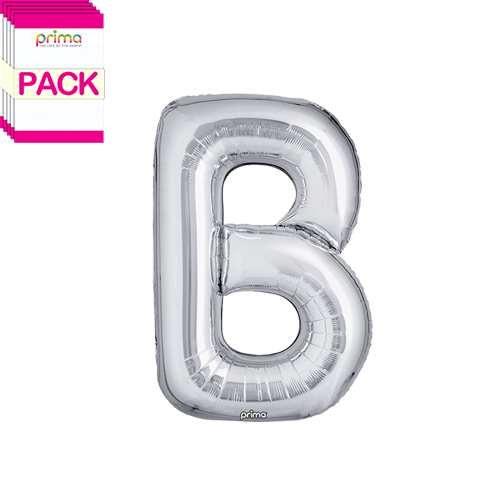 [PF-SLVB-16-50-2-BAND] 16" Silver Letter B (Pack of 5) - Prima