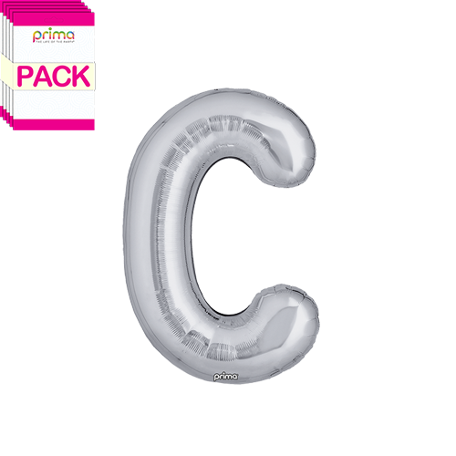 [PF-SLVC-16-50-2-BAND] 16" Silver Letter C (Pack of 5) - Prima