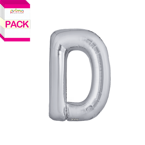 [PF-SLVD-16-50-2-BAND] 16" Silver Letter D (Pack of 5) - Prima